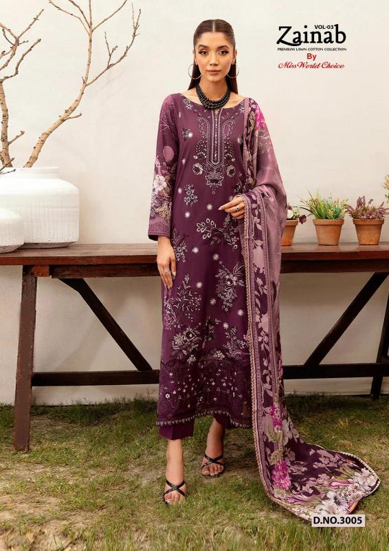 Miss World Zainab Vol-03 - Karachi Dress Material  - Wholesale Catalog
