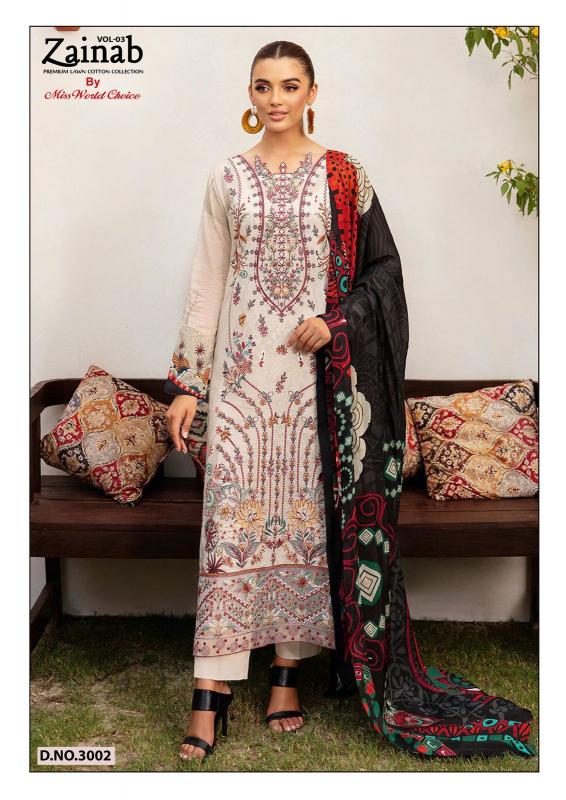 Miss World Zainab Vol-03 - Karachi Dress Material  - Wholesale Catalog