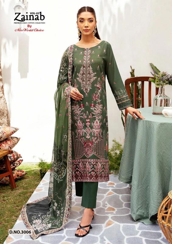 Miss World Zainab Vol-03 - Karachi Dress Material  - Wholesale Catalog