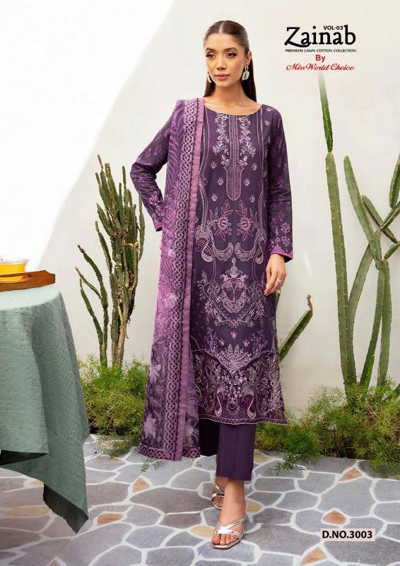 Miss World Zainab Vol-03 - Karachi Dress Material  - Wholesale Catalog