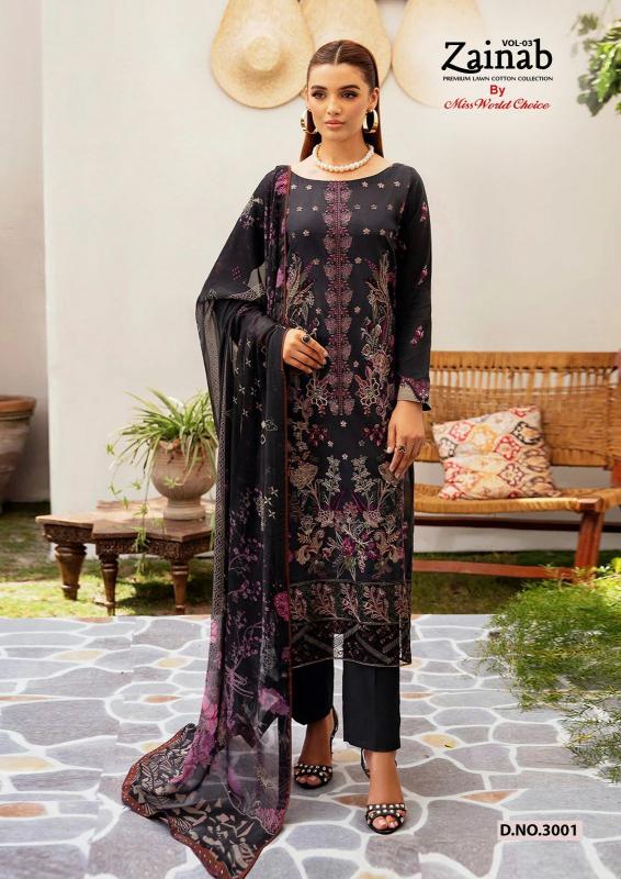 Miss World Zainab Vol-03 - Karachi Dress Material  - Wholesale Catalog