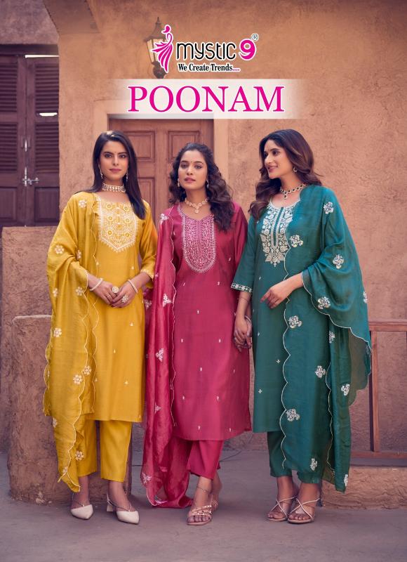 Mystic 9 Poonam Vol 1 catalog embroidered kurtis online india