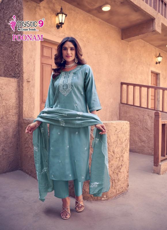 Mystic 9 Poonam Vol 1 catalog embroidered kurtis online india