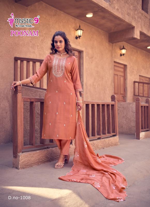 Mystic 9 Poonam Vol 1 catalog embroidered kurtis online india