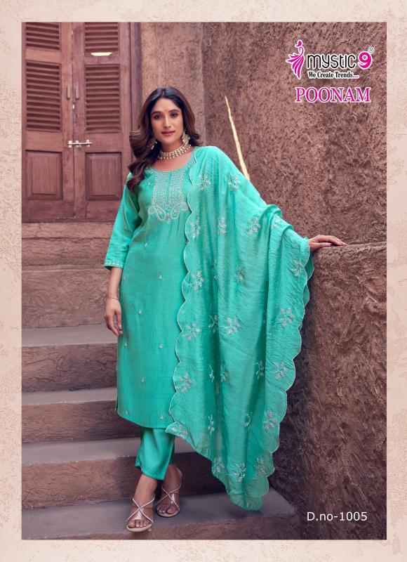 Mystic 9 Poonam Vol 1 catalog embroidered kurtis online india