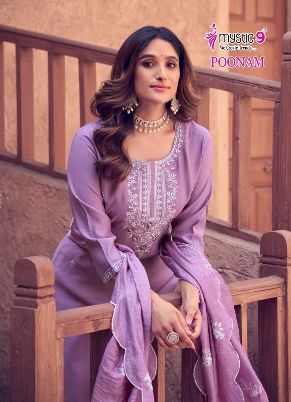 Mystic 9 Poonam Vol 1 catalog embroidered kurtis online india