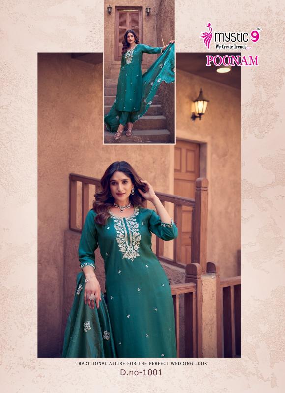 Mystic 9 Poonam Vol 1 catalog embroidered kurtis online india