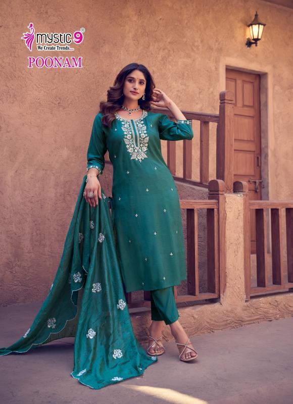 Mystic 9 Poonam Vol 1 catalog embroidered kurtis online india