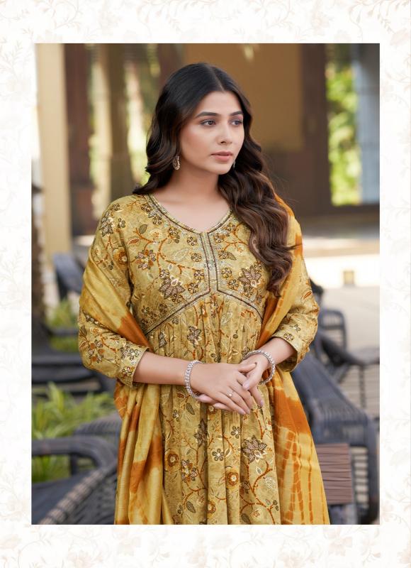 Mystic9 Pooja Vol-9 – Aliya Cut Kurti With Pant And Dupatta - Wholesale Catalog