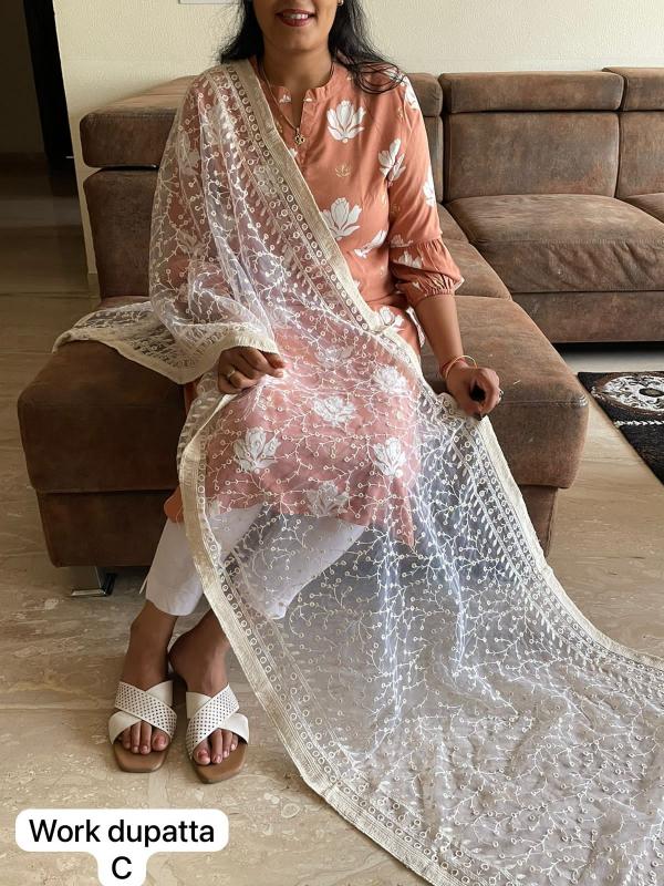 Net Fancy Work Stole Dupatta catalog net Dupatta at wholesaler in gujarat