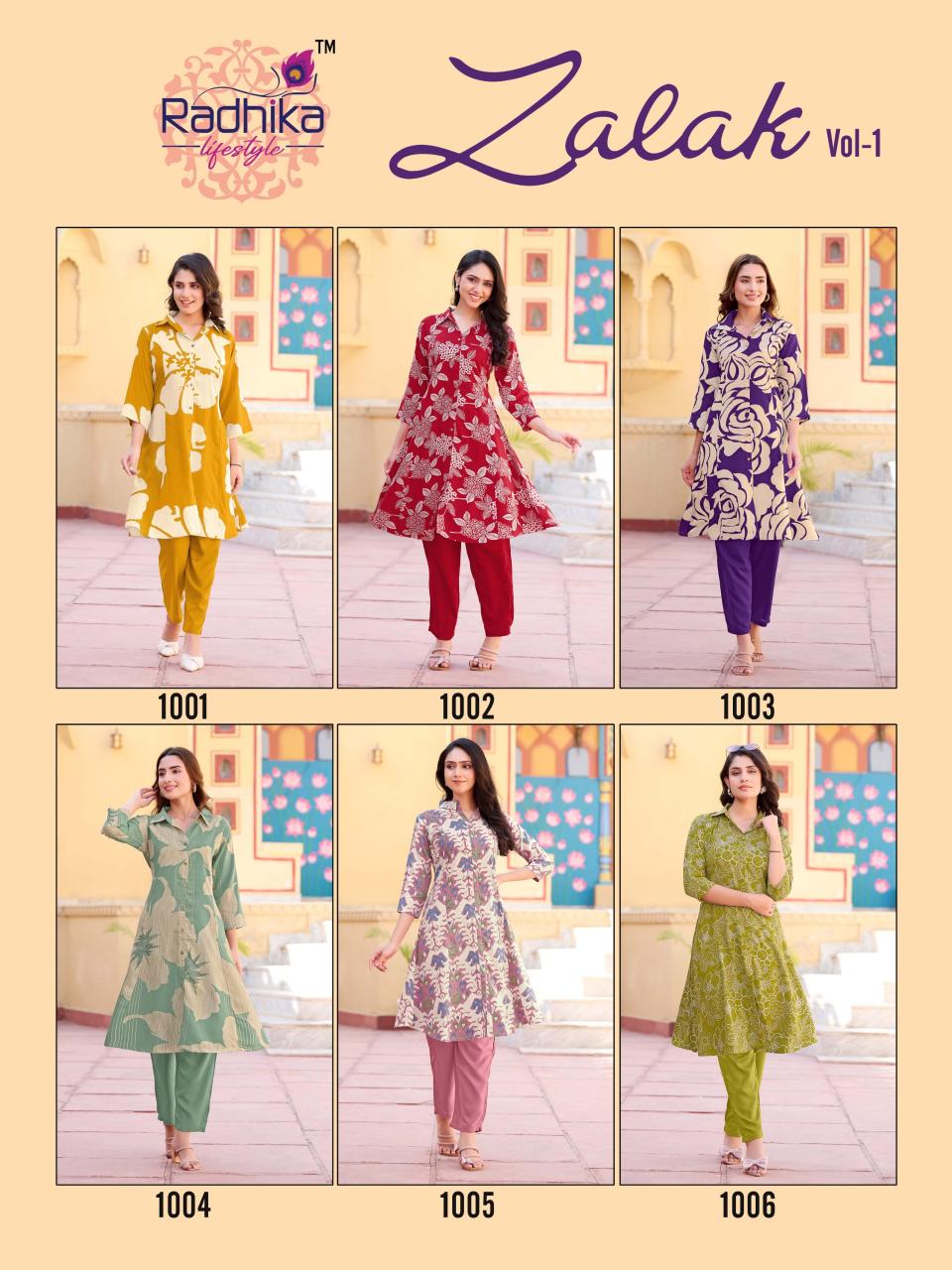 Radhika Lifestyle Zalak Vol 1 catalog indo western cord set 