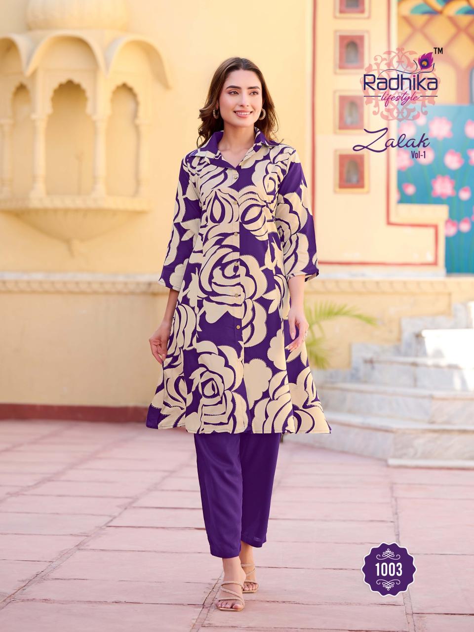 Radhika Lifestyle Zalak Vol 1 catalog indo western cord set 