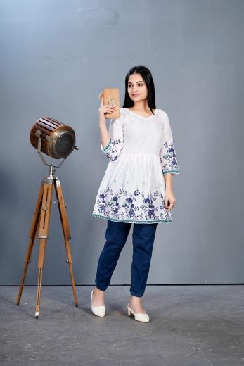Rasili Nx Maanvii catalog white short kurti online india
