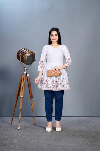 Rasili Nx Maanvii catalog white short kurti online india