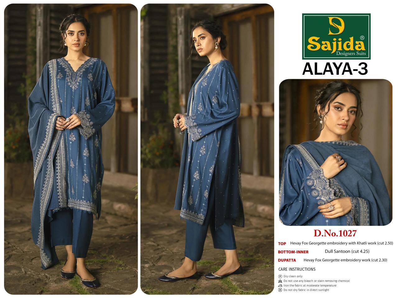 Sajida Alaya Vol 3 (1027 to 1029) Catalog pakistani suits dealers in india