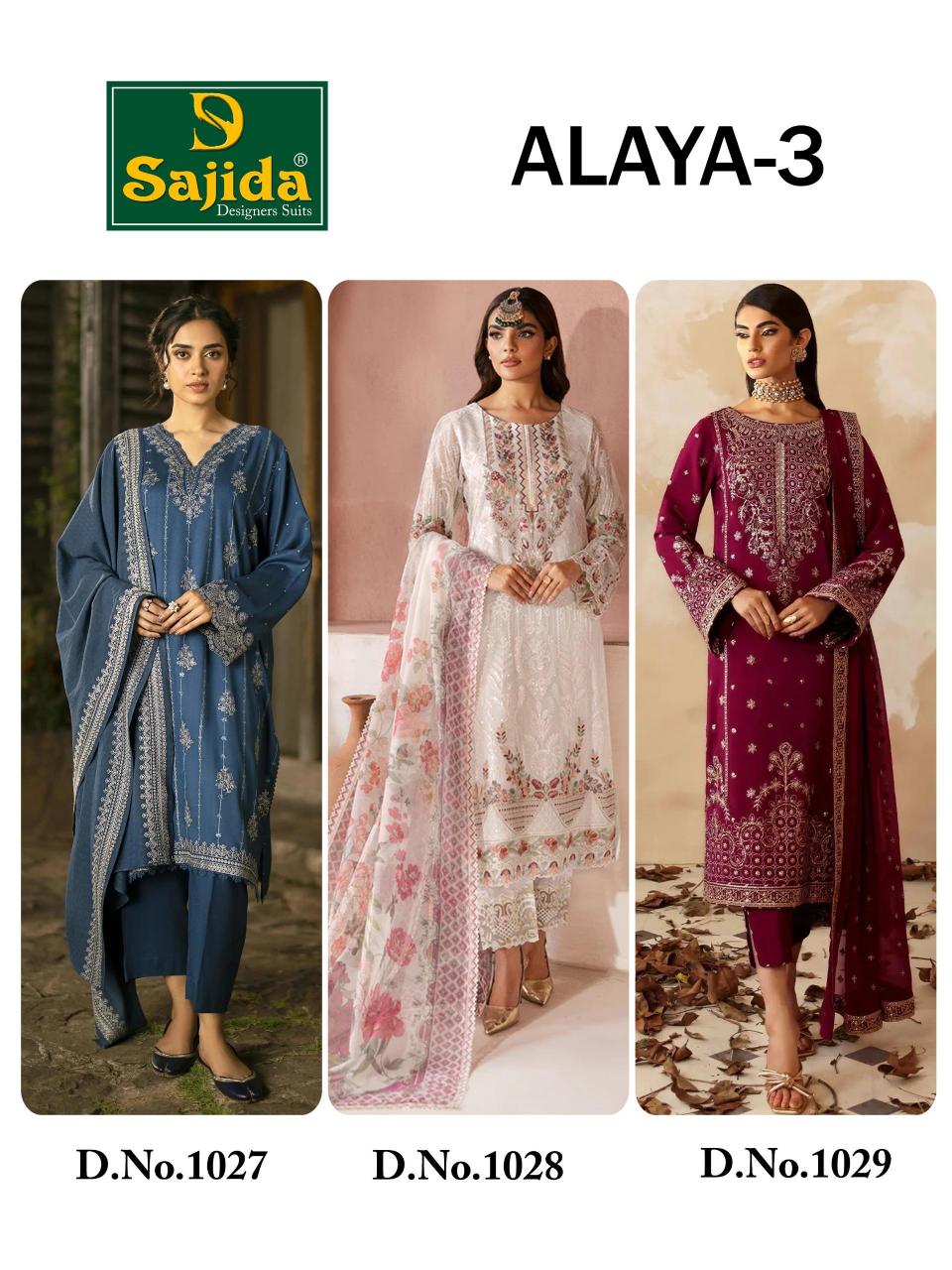 Sajida Alaya Vol 3 (1027 to 1029) Catalog pakistani suits dealers in india