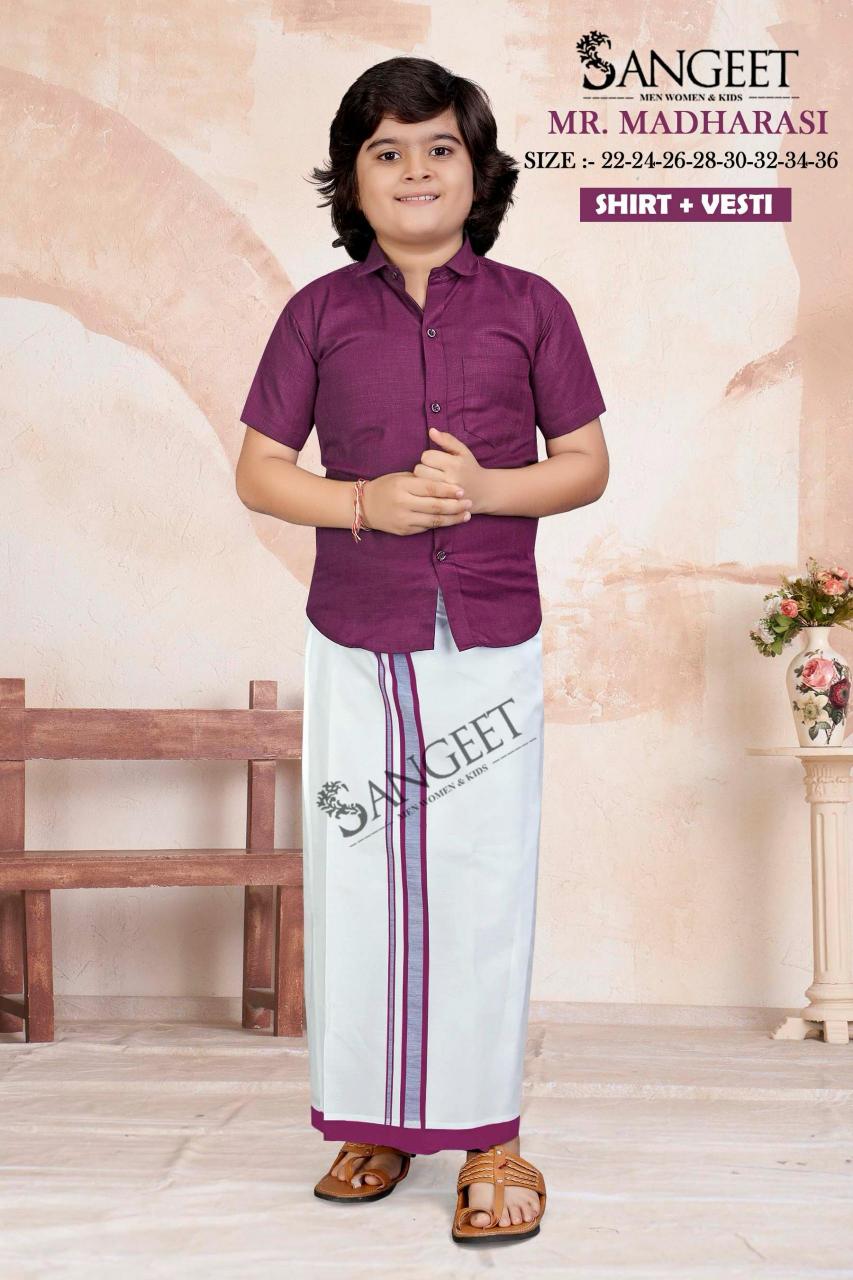 Sangeet Mr Madharasi Vol 2 Catalog kids wear Cotton Shirt With Vesti 