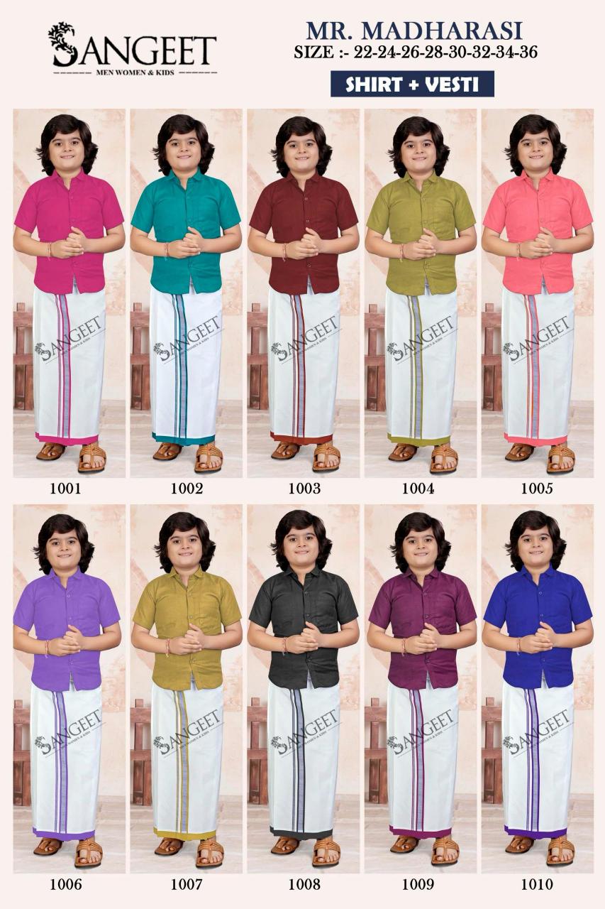 Sangeet Mr Madharasi Vol 2 Catalog kids wear Cotton Shirt With Vesti 