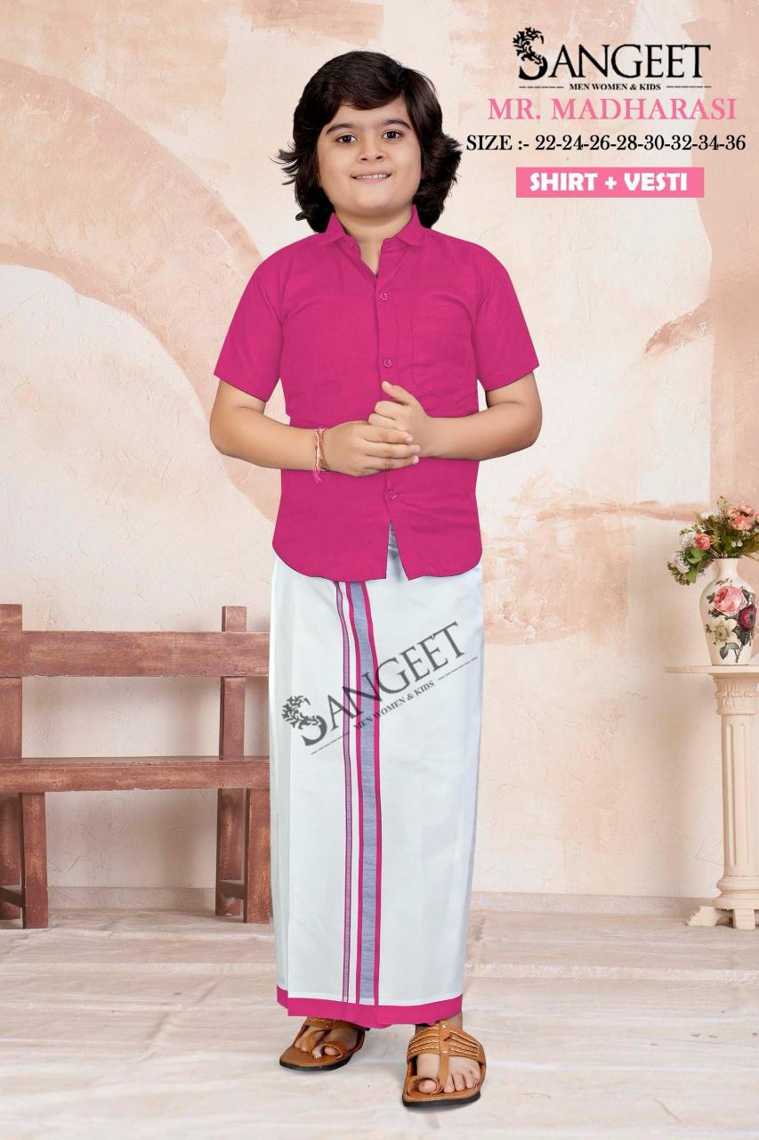 Sangeet Mr Madharasi Vol 2 Catalog kids wear Cotton Shirt With Vesti 