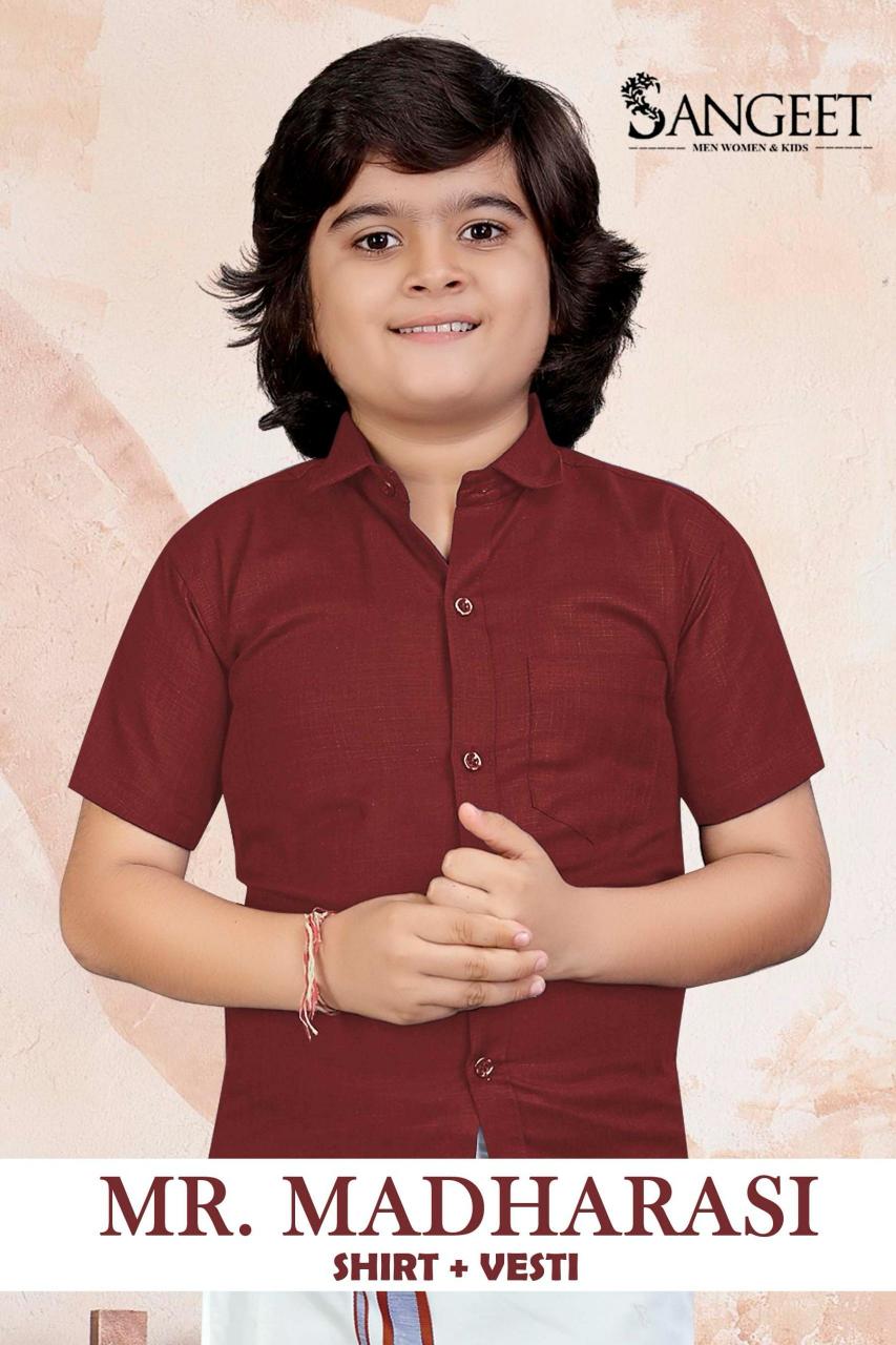 Sangeet Mr Madharasi Vol 2 Catalog kids wear Cotton Shirt With Vesti 