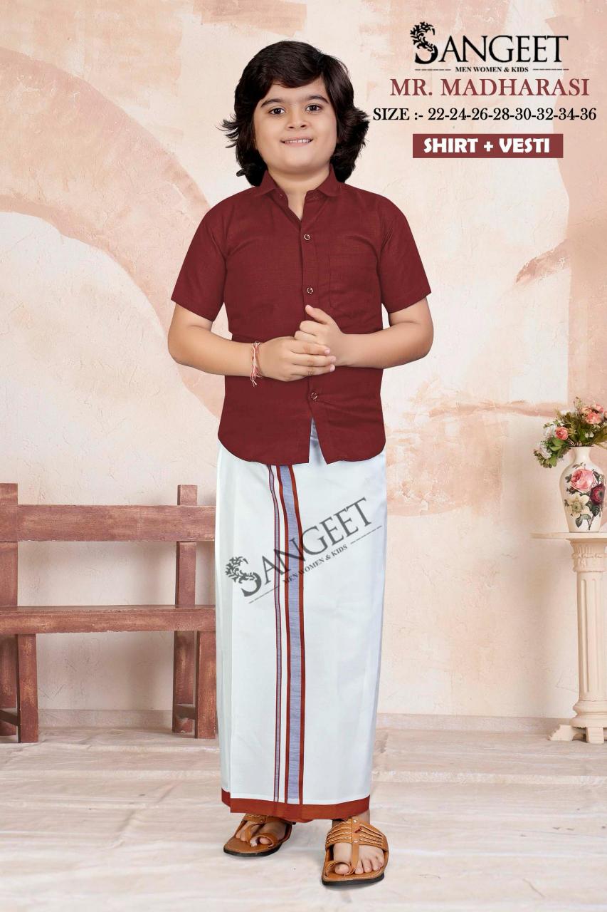 Sangeet Mr Madharasi Vol 2 Catalog kids wear Cotton Shirt With Vesti 