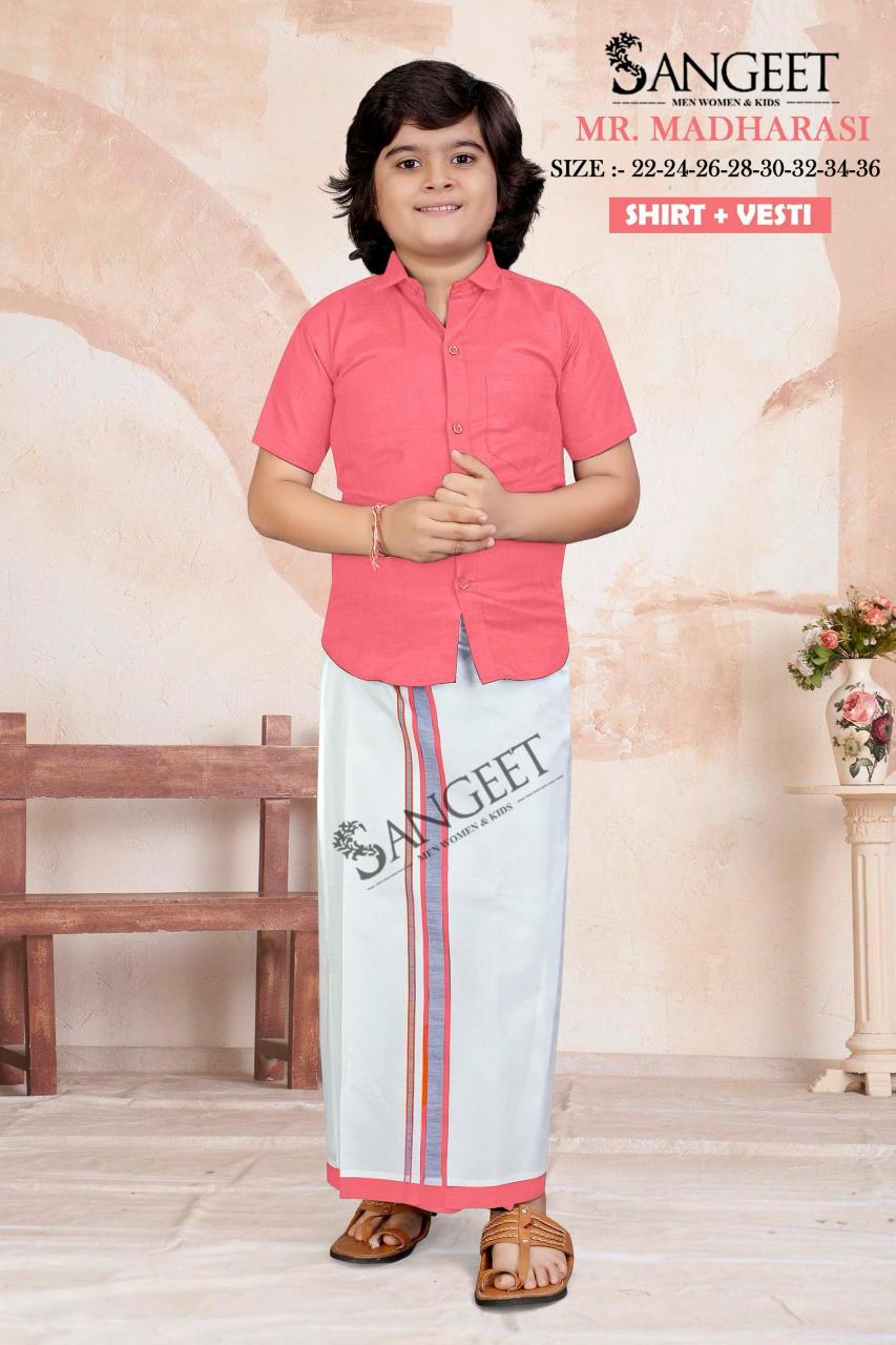 Sangeet Mr Madharasi Vol 2 Catalog kids wear Cotton Shirt With Vesti 