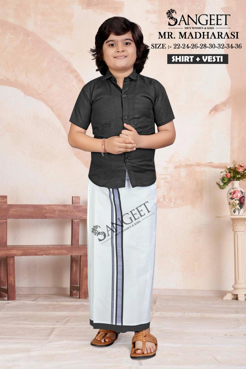 Sangeet Mr Madharasi Vol 2 Catalog kids wear Cotton Shirt With Vesti 
