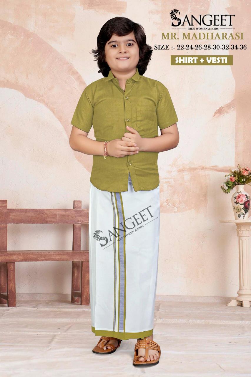 Sangeet Mr Madharasi Vol 2 Catalog kids wear Cotton Shirt With Vesti 