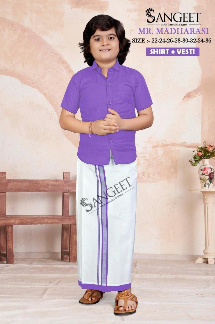 Sangeet Mr Madharasi Vol 2 Catalog kids wear Cotton Shirt With Vesti 