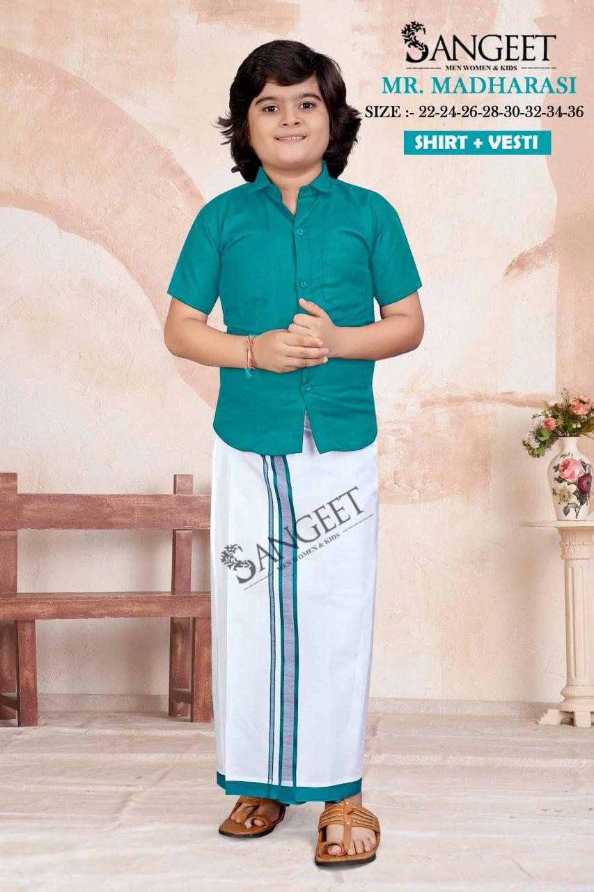Sangeet Mr Madharasi Vol 2 Catalog kids wear Cotton Shirt With Vesti 