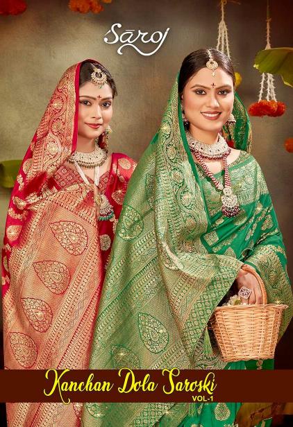 Saroj Kanchan Doal Swarovski vol.1 Soft Dola silk saree in surat with price wholesale