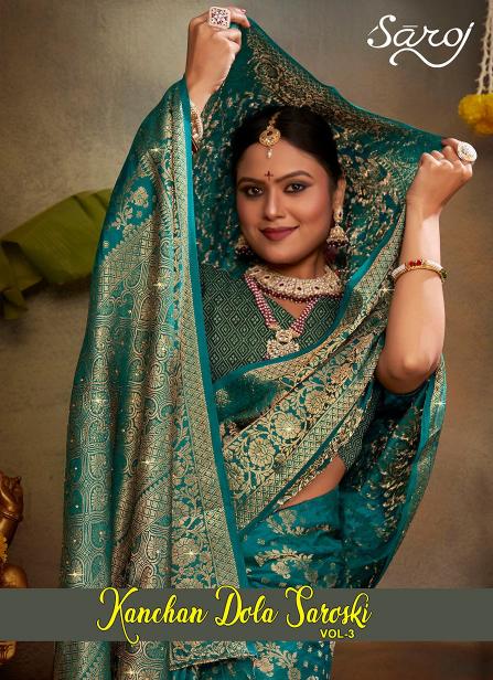 Saroj Kanchan Doal Swarovski vol.3 Soft Dola silk saree in surat with price wholesale