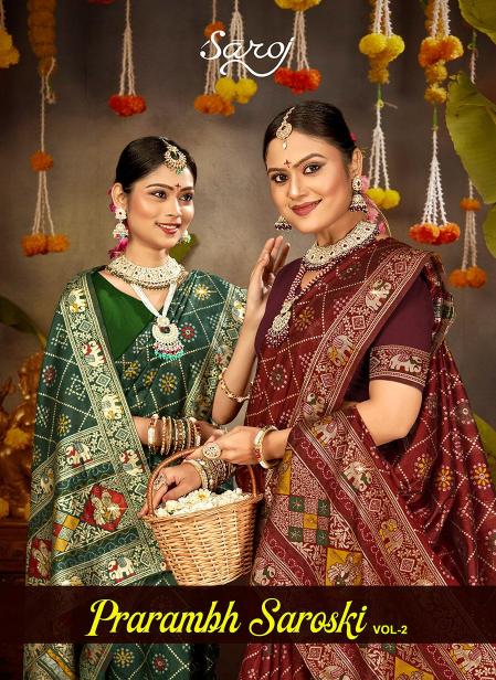 Saroj Prarambh silk swaroski vol.2 Soft silk saree in surat with price wholesale