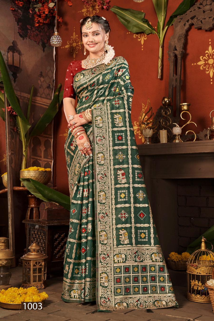 Saroj Prarambh silk swaroski vol.3 Soft silk saree in surat with price wholesale