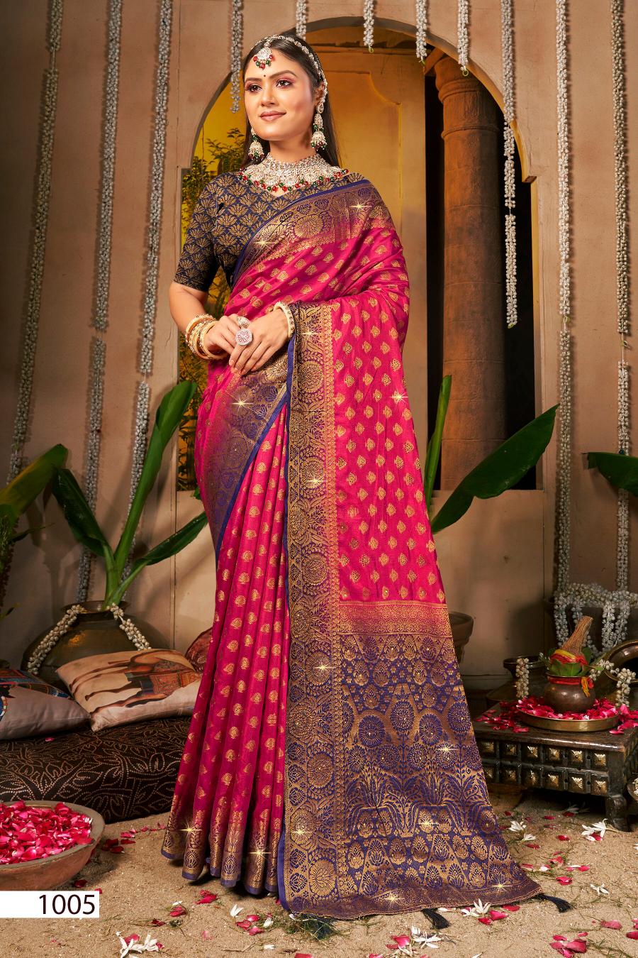 Saroj Vrindavan dola sarovski vol.1 Soft dola silk saree in surat with price wholesale
