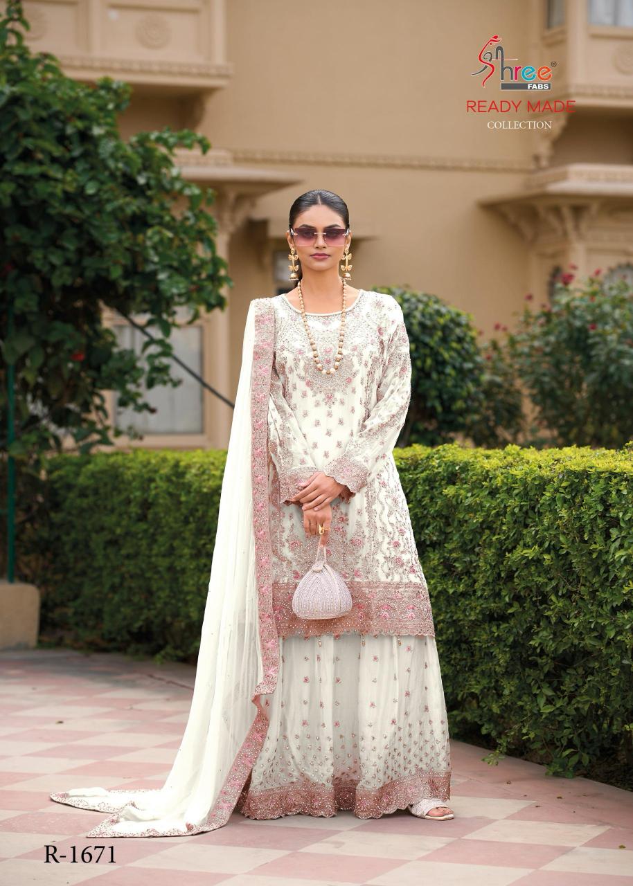 Shree Fabs 1671 catalog white punjabi suit pakistani