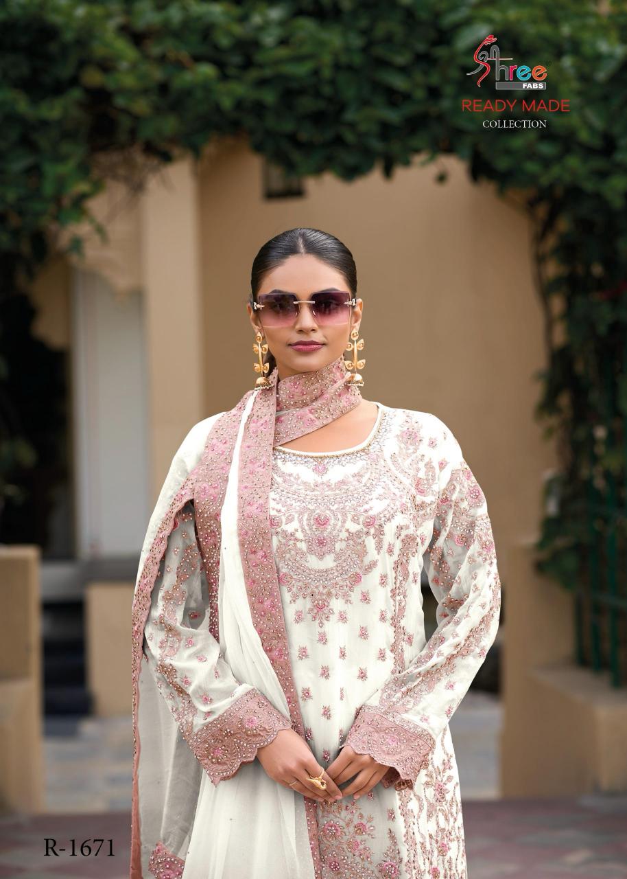 Shree Fabs 1671 catalog white punjabi suit pakistani
