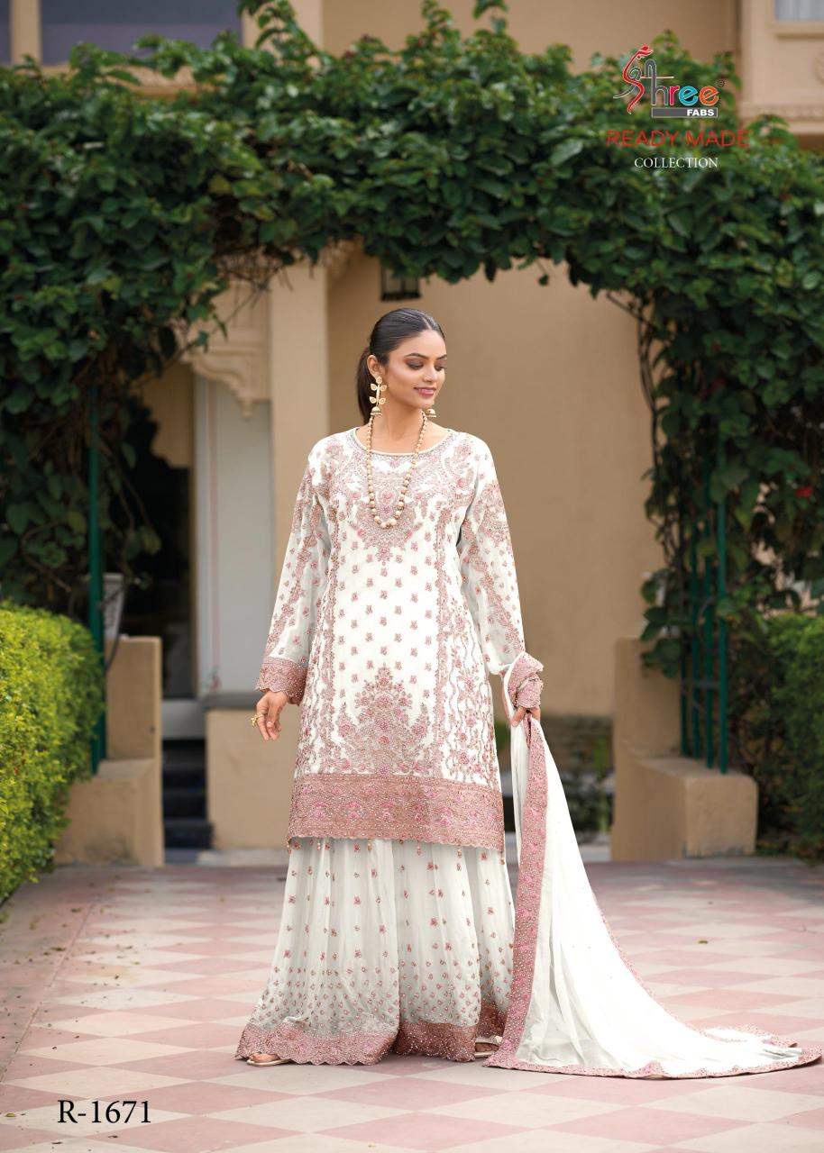 Shree Fabs 1671 catalog white punjabi suit pakistani