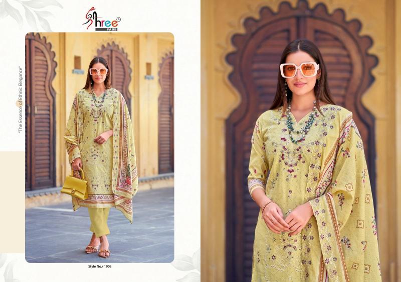Shree Fabs Bin Saeed Lawn Collection Vol 19 catalog dealer of pakistani cotton suited on delhi