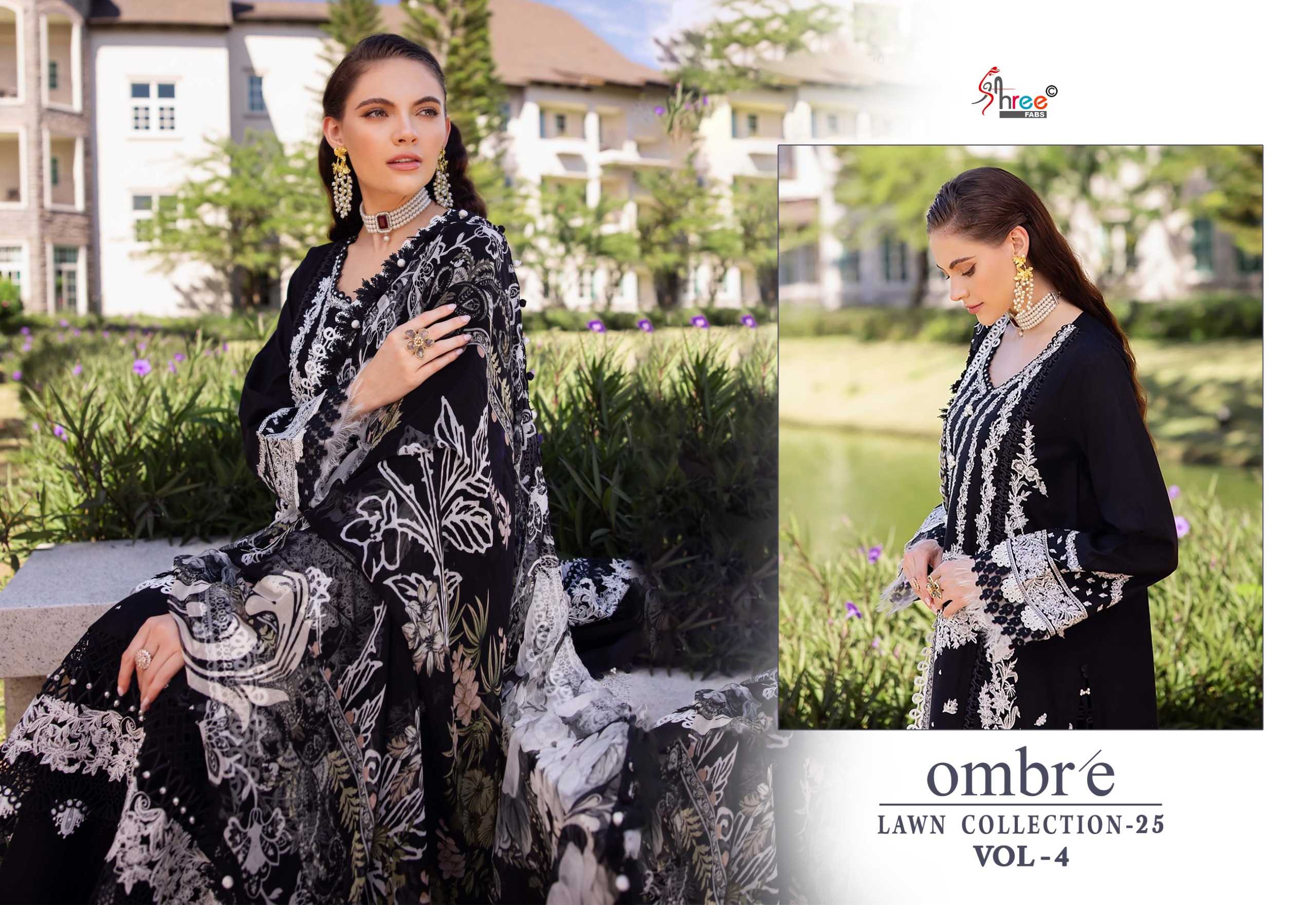 Shree Fabs Ombre Lawn Collection 25 Vol 4 Catalog Chiffon Dupatta buy original pakistani suit cash on delivery