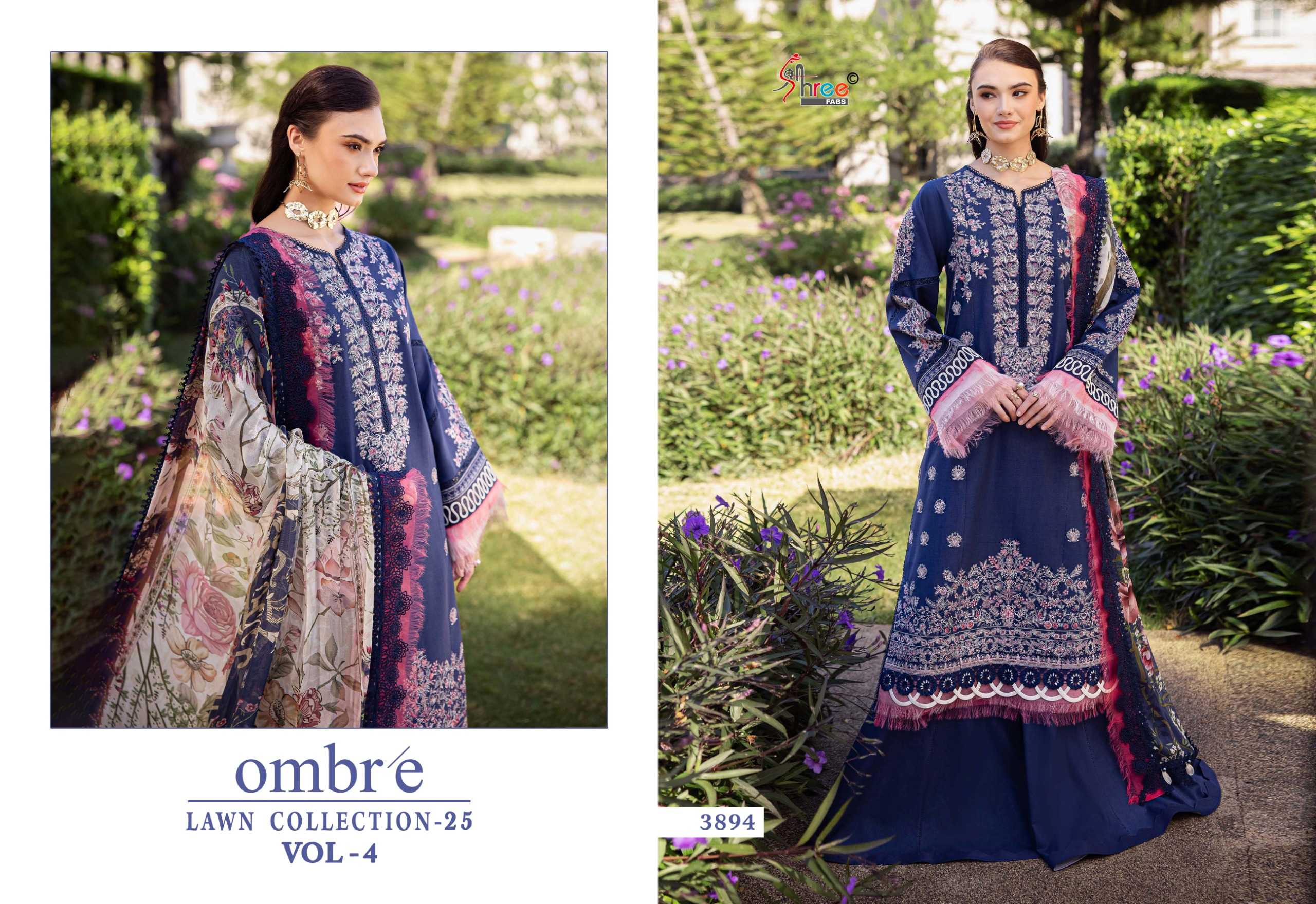 Shree Fabs Ombre Lawn Collection 25 Vol 4 Catalog Chiffon Dupatta buy original pakistani suit cash on delivery