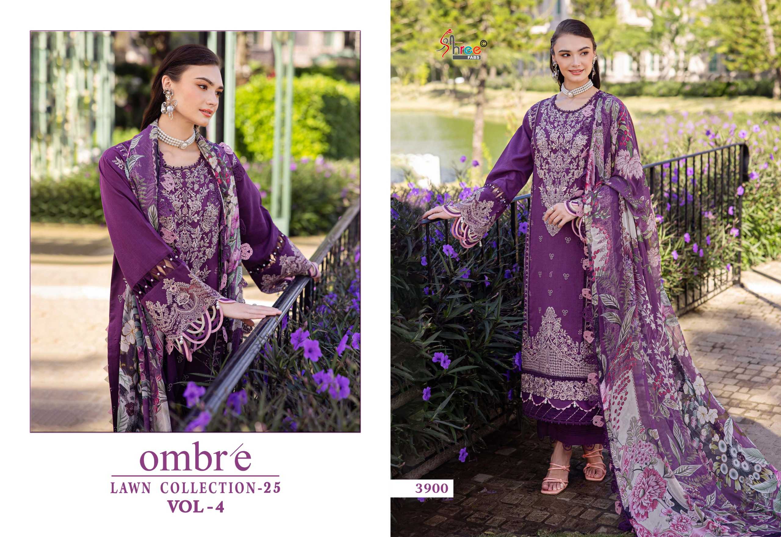 Shree Fabs Ombre Lawn Collection 25 Vol 4 Catalog Chiffon Dupatta buy original pakistani suit cash on delivery