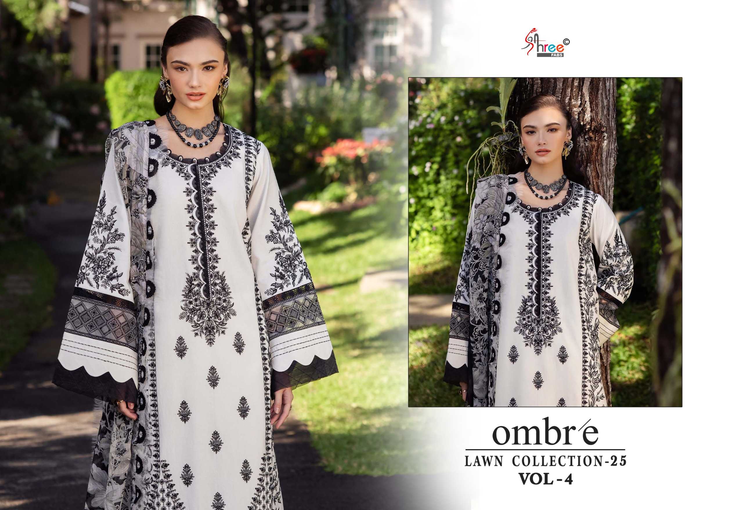Shree Fabs Ombre Lawn Collection 25 Vol 4 Catalog Chiffon Dupatta buy original pakistani suit cash on delivery
