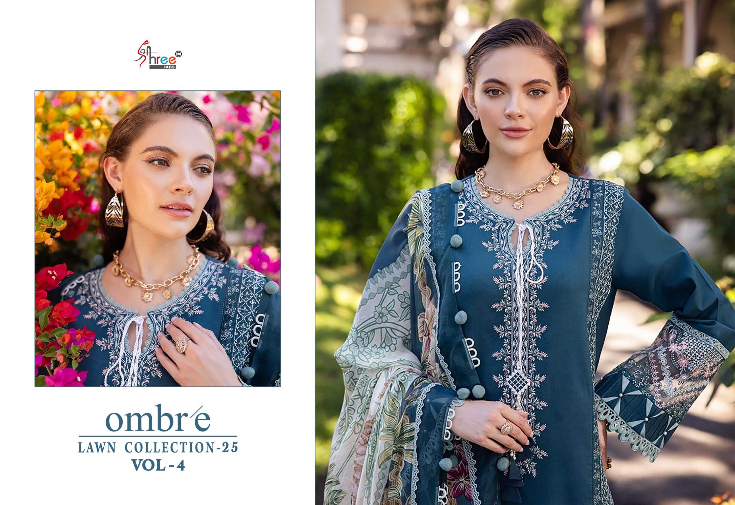 Shree Fabs Ombre Lawn Collection 25 Vol 4 Catalog Chiffon Dupatta buy original pakistani suit cash on delivery
