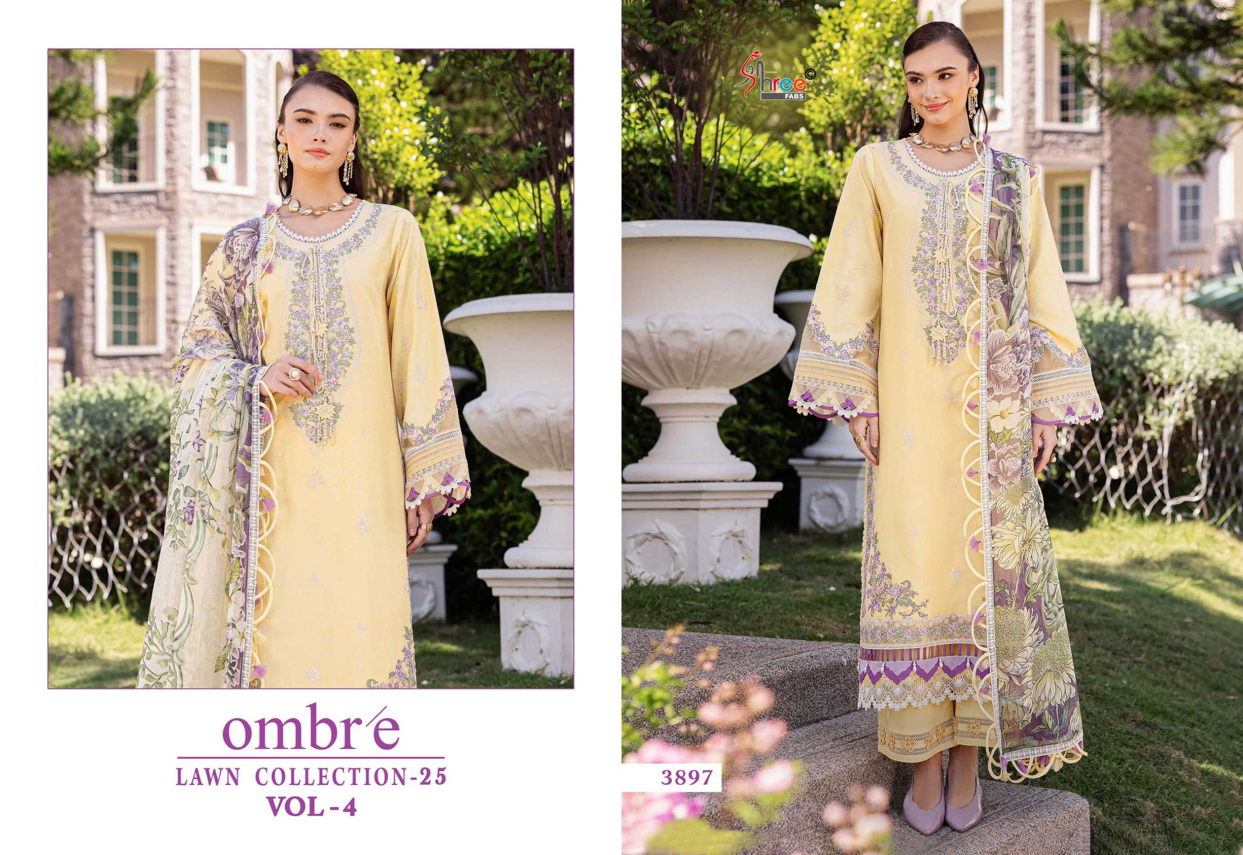 Shree Fabs Ombre Lawn Collection 25 Vol 4 Catalog Chiffon Dupatta buy original pakistani suit cash on delivery