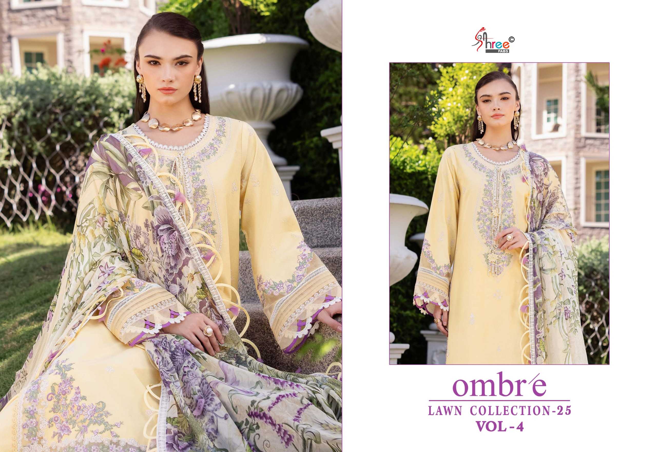 Shree Fabs Ombre Lawn Collection 25 Vol 4 Catalog Chiffon Dupatta buy original pakistani suit cash on delivery