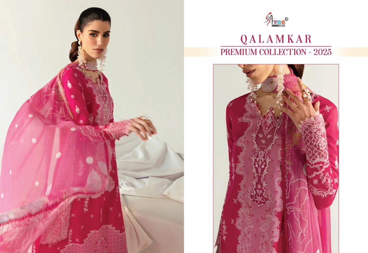 Shree Fabs Qalamkar Premiun Collection 2025 catalog Chiffon Dupatta wholesale pakistani suits online