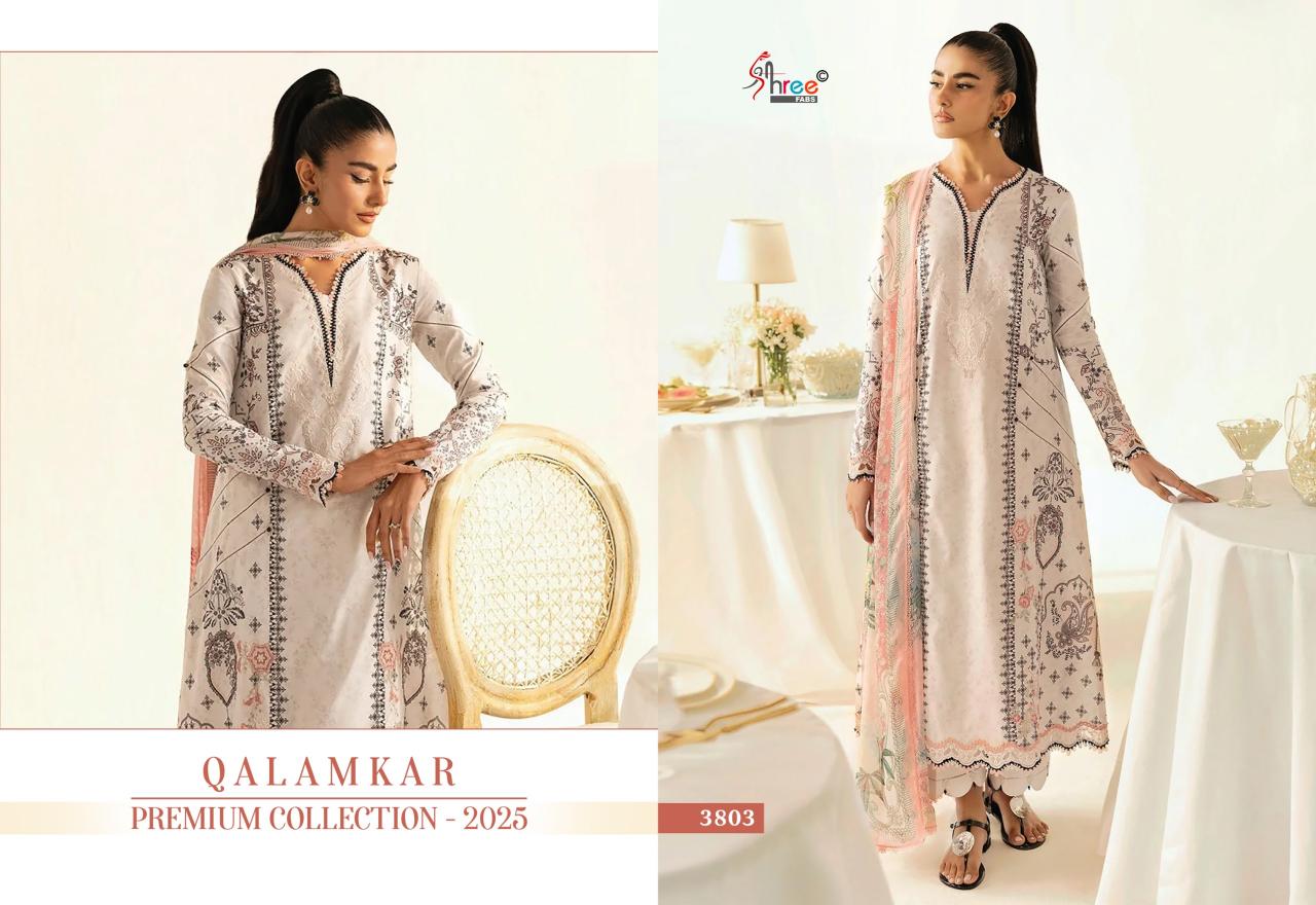 Shree Fabs Qalamkar Premiun Collection 2025 catalog Chiffon Dupatta wholesale pakistani suits online
