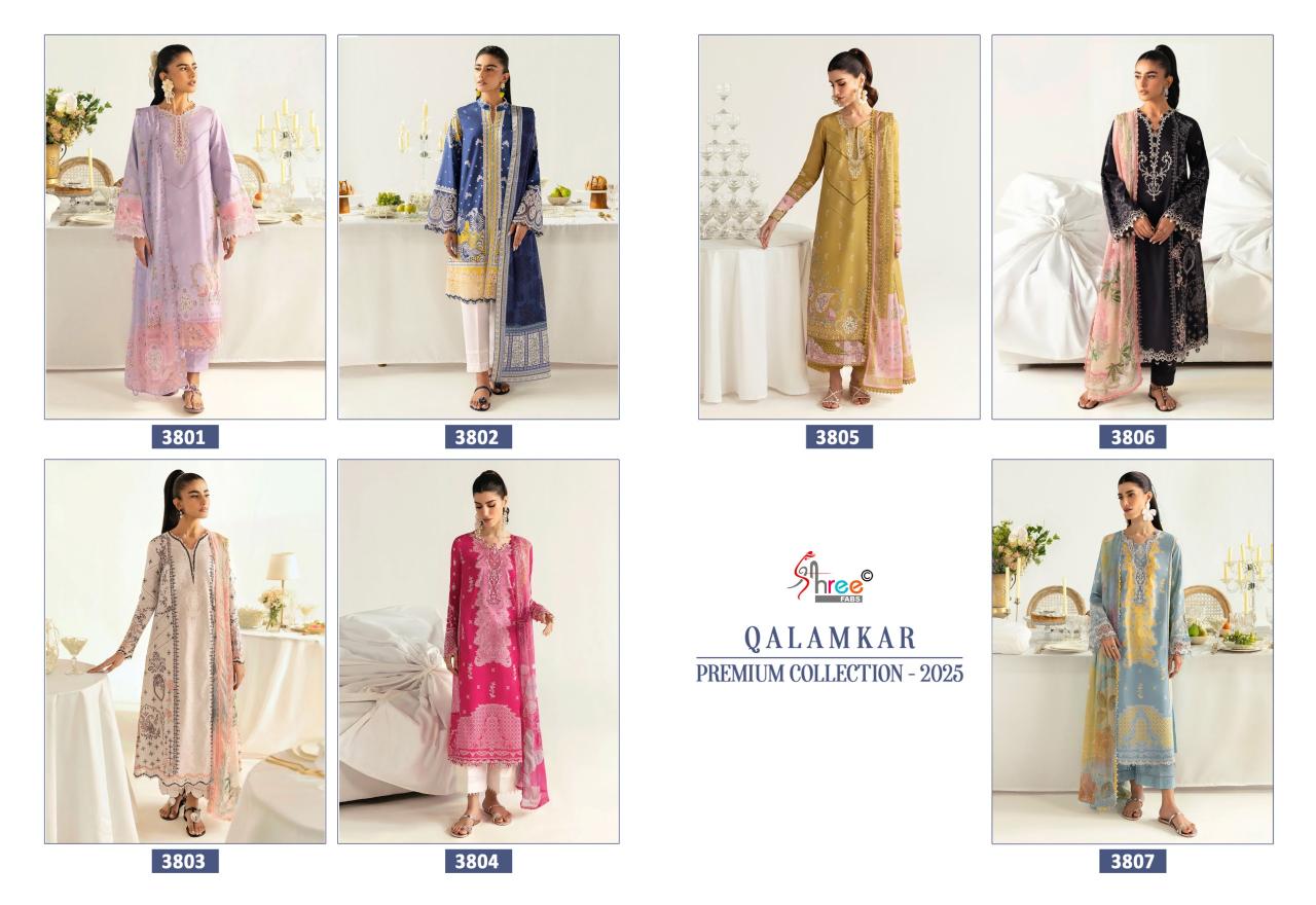 Shree Fabs Qalamkar Premiun Collection 2025 catalog Chiffon Dupatta wholesale pakistani suits online