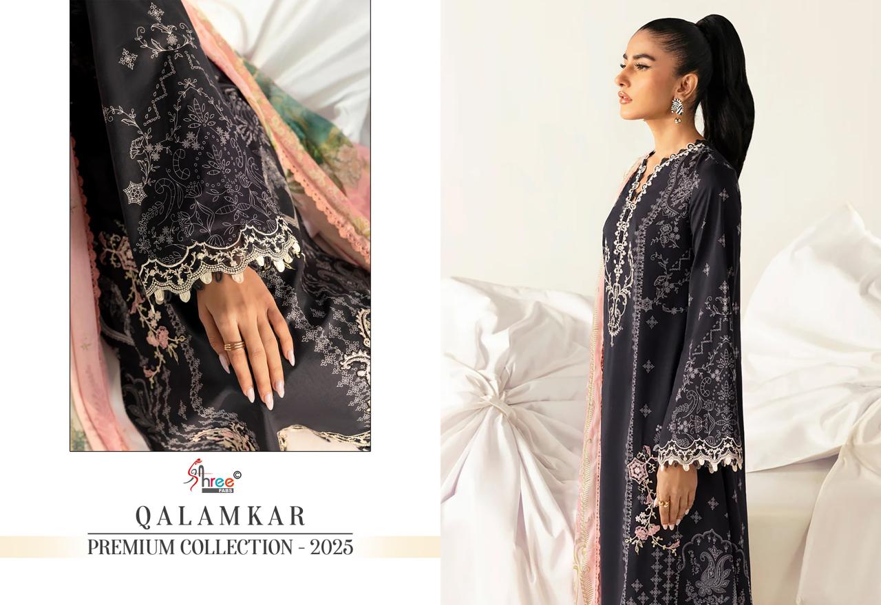 Shree Fabs Qalamkar Premiun Collection 2025 catalog Chiffon Dupatta wholesale pakistani suits online